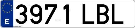 Ejemplo de matrícula española 3971 LBL