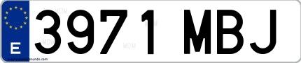 Ejemplo de matrícula española 3971 MBJ