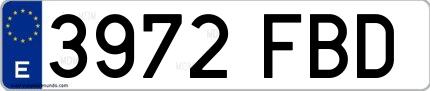 Ejemplo de matrícula española 3972 FBD