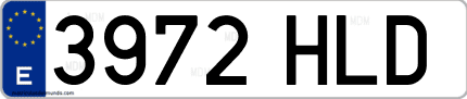 Ejemplo de matrícula de coche ordinaria 3972 HLD