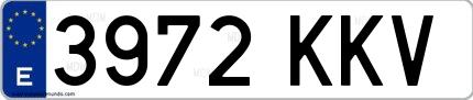 Ejemplo de matrícula española 3972 KKV