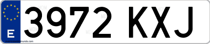 Ejemplo de matrícula de coche ordinaria 3972 KXJ