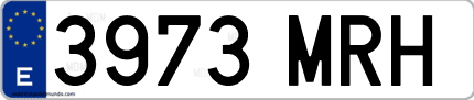 Ejemplo de matrícula de coche ordinaria 3973 MRH
