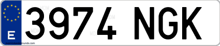 Ejemplo de matrícula de coche ordinaria 3974 NGK