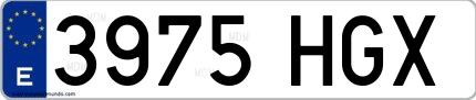Ejemplo de matrícula española 3975 HGX