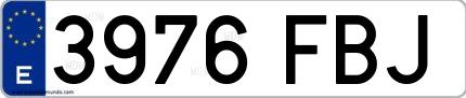 Ejemplo de matrícula española 3976 FBJ