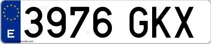 Ejemplo de matrícula española 3976 GKX