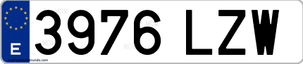 Ejemplo de matrícula de coche ordinaria 3976 LZW
