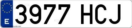 Ejemplo de matrícula española 3977 HCJ