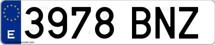 Ejemplo de matrícula española 3978 BNZ