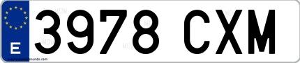 Ejemplo de matrícula española 3978 CXM