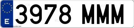 Ejemplo de matrícula española 3978 MMM