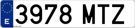 Ejemplo de matrícula española 3978 MTZ