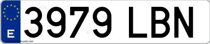 Ejemplo de matrícula española 3979 LBN