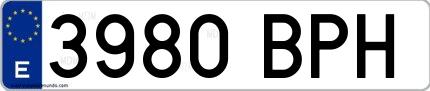 Ejemplo de matrícula española 3980 BPH
