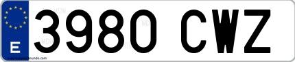 Ejemplo de matrícula española 3980 CWZ
