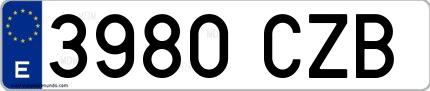 Ejemplo de matrícula española 3980 CZB