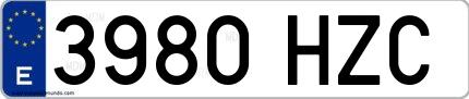 Ejemplo de matrícula española 3980 HZC