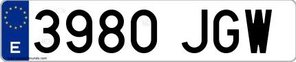 Ejemplo de matrícula española 3980 JGW