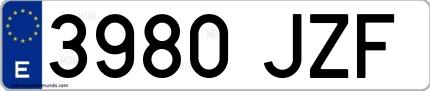 Ejemplo de matrícula española 3980 JZF