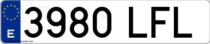 Ejemplo de matrícula española 3980 LFL