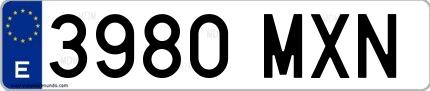 Ejemplo de matrícula española 3980 MXN