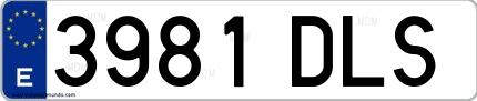 Ejemplo de matrícula española 3981 DLS