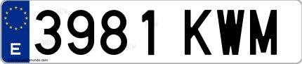 Ejemplo de matrícula española 3981 KWM