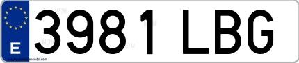 Ejemplo de matrícula española 3981 LBG