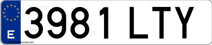 Ejemplo de matrícula de coche ordinaria 3981 LTY