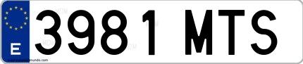 Ejemplo de matrícula española 3981 MTS