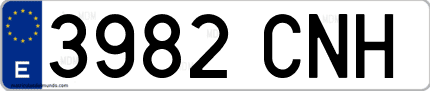Ejemplo de matrícula de coche ordinaria 3982 CNH