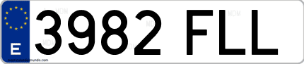 Ejemplo de matrícula de coche ordinaria 3982 FLL