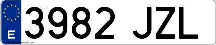 Ejemplo de matrícula española 3982 JZL
