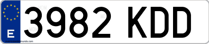 Ejemplo de matrícula de coche ordinaria 3982 KDD