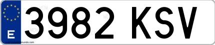 Ejemplo de matrícula española 3982 KSV