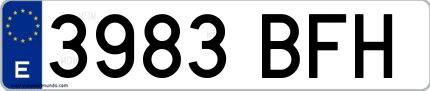 Ejemplo de matrícula española 3983 BFH