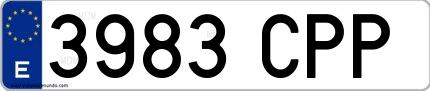 Ejemplo de matrícula española 3983 CPP