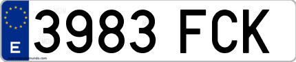 Ejemplo de matrícula de coche ordinaria 3983 FCK