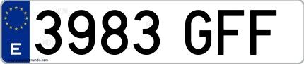 Ejemplo de matrícula española 3983 GFF