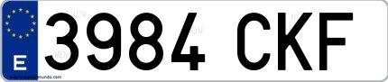 Ejemplo de matrícula española 3984 CKF