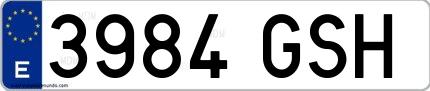 Ejemplo de matrícula española 3984 GSH