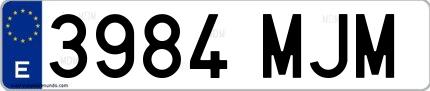 Ejemplo de matrícula española 3984 MJM