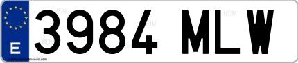 Ejemplo de matrícula española 3984 MLW