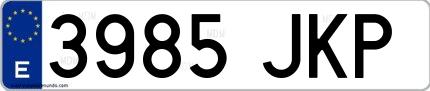 Ejemplo de matrícula española 3985 JKP