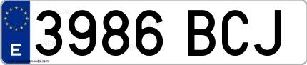 Ejemplo de matrícula española 3986 BCJ