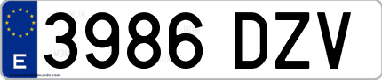 Ejemplo de matrícula de coche ordinaria 3986 DZV