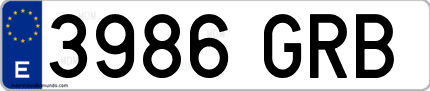 Ejemplo de matrícula de coche ordinaria 3986 GRB