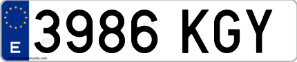 Ejemplo de matrícula de coche ordinaria 3986 KGY