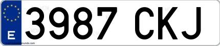Ejemplo de matrícula española 3987 CKJ